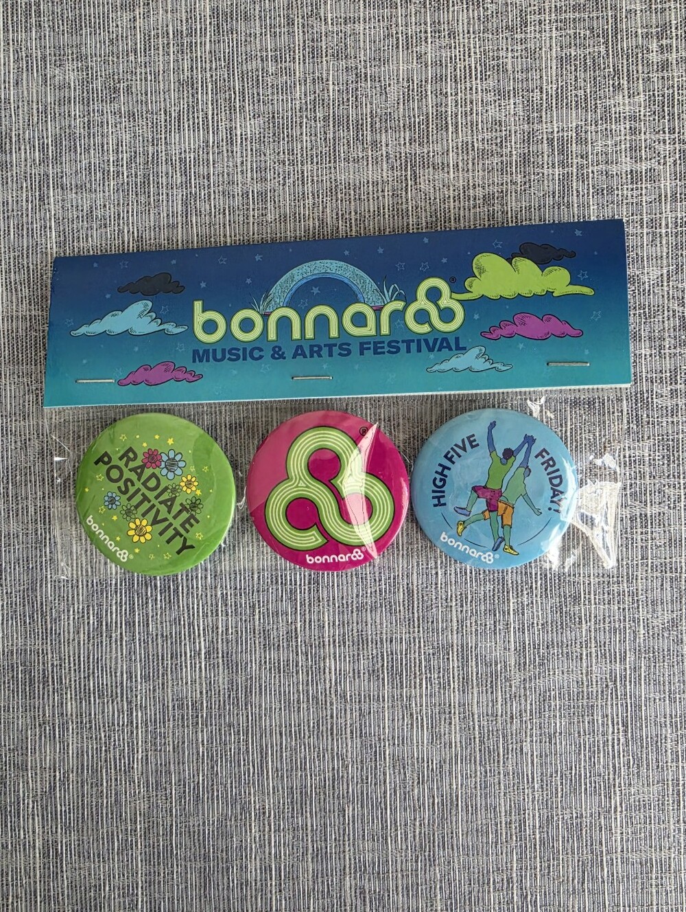 Bonnaroo Music & Arts Festival Souvenir Pins Radiate Positivity New Sealed 2017